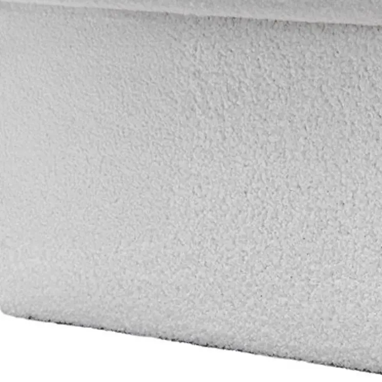 30" White Boucle Storage Ottoman