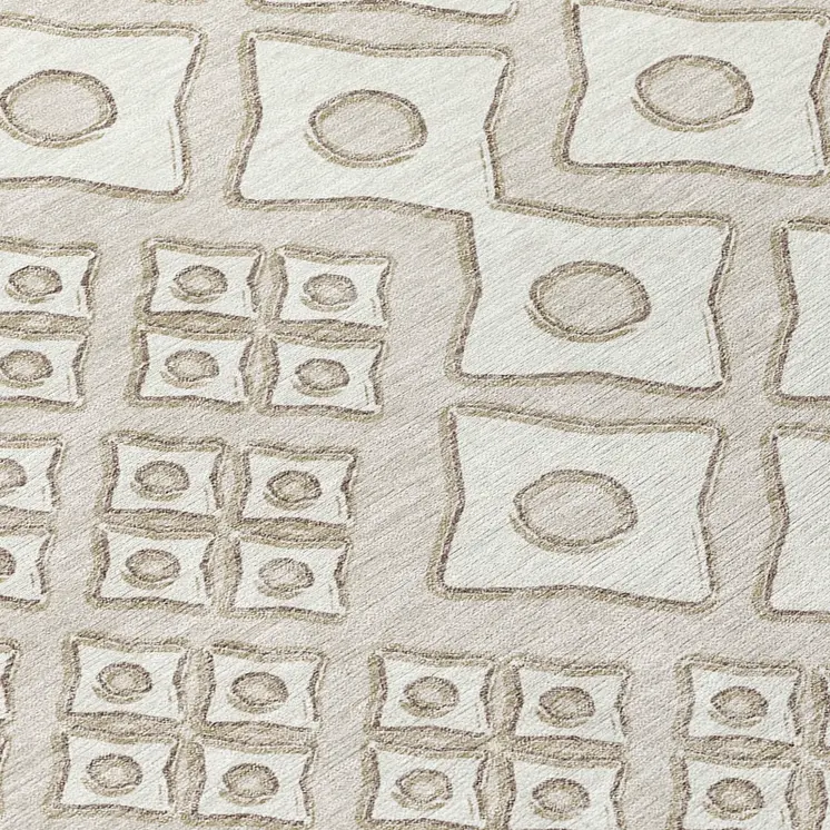 3' X 5' Beige And Ivory Geometric Washable Indoor Outdoor Area Rug