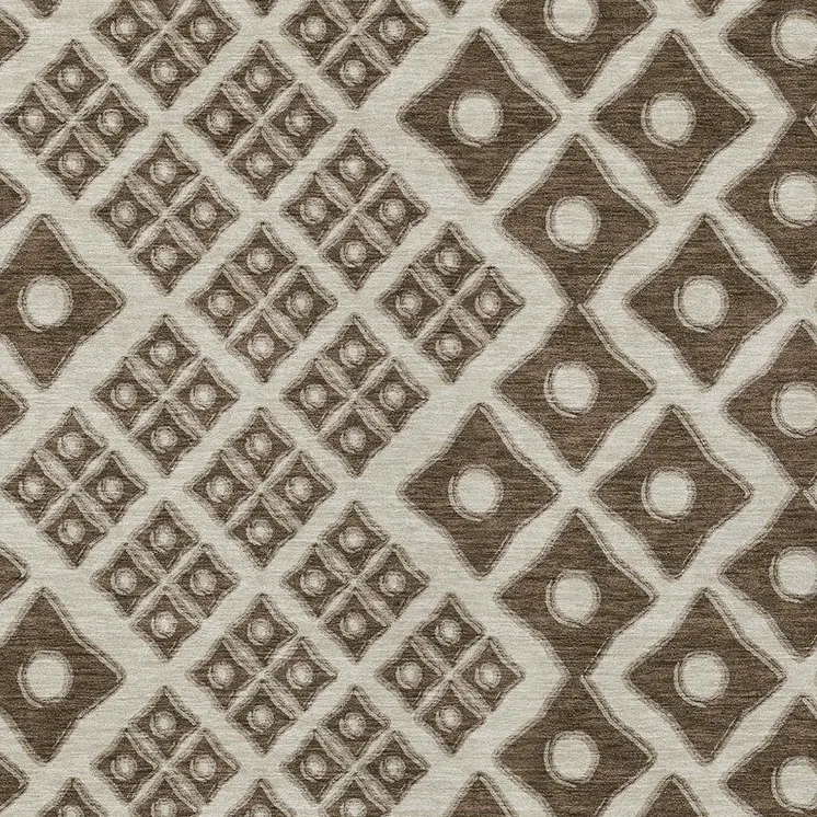 3' X 5' Brown And Beige Geometric Washable Indoor Outdoor Area Rug