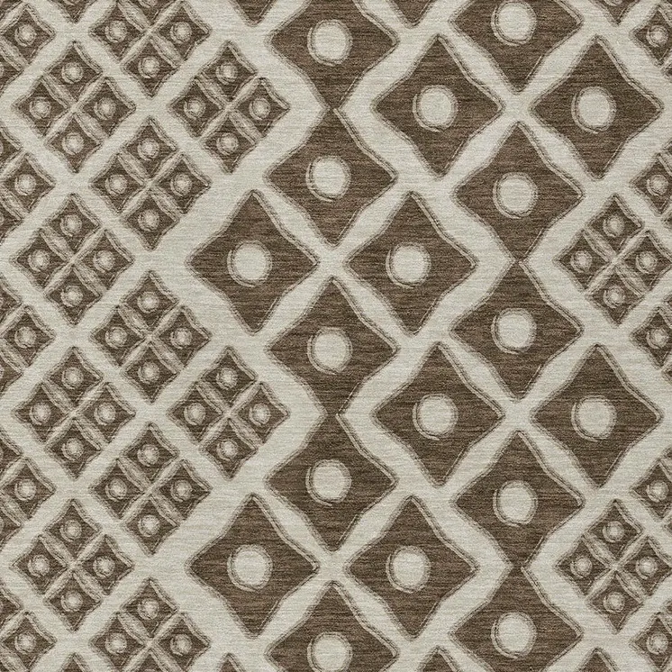 5' X 8' Brown And Beige Geometric Washable Indoor Outdoor Area Rug