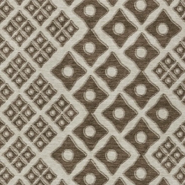 9' X 12' Brown And Beige Geometric Washable Indoor Outdoor Area Rug