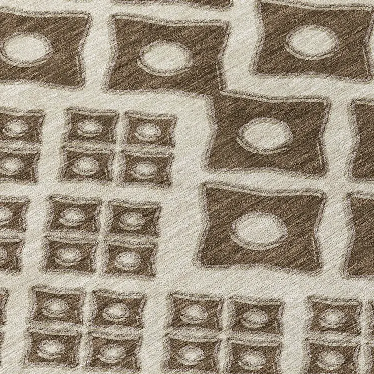 9' X 12' Brown And Beige Geometric Washable Indoor Outdoor Area Rug
