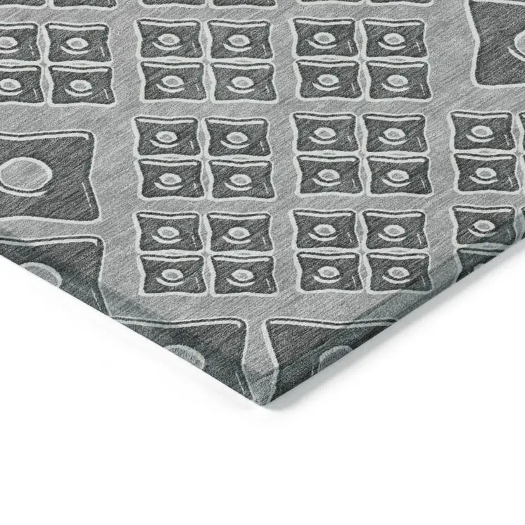 8' X 10' Gray And Light Gray Geometric Washable Indoor Outdoor Area Rug