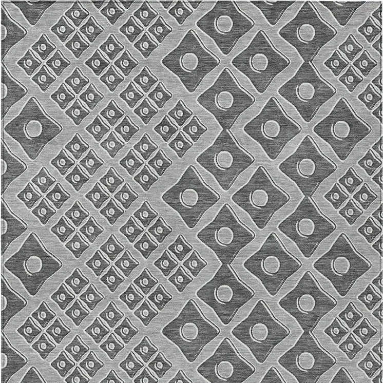 10' X 14' Gray And Light Gray Geometric Washable Indoor Outdoor Area Rug