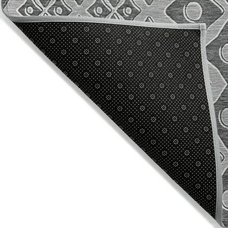 10' X 14' Gray And Light Gray Geometric Washable Indoor Outdoor Area Rug