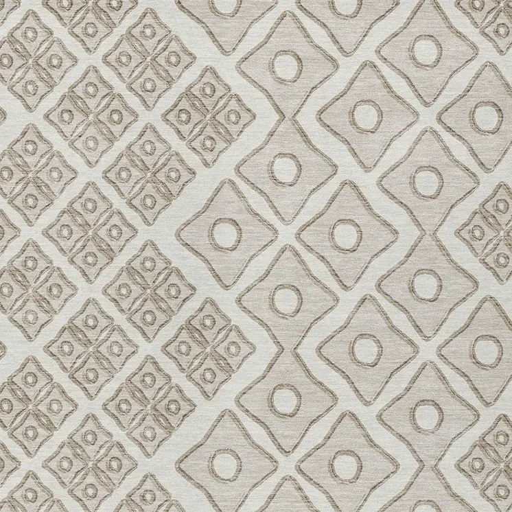 8' X 10' Ivory And Beige Geometric Washable Indoor Outdoor Area Rug