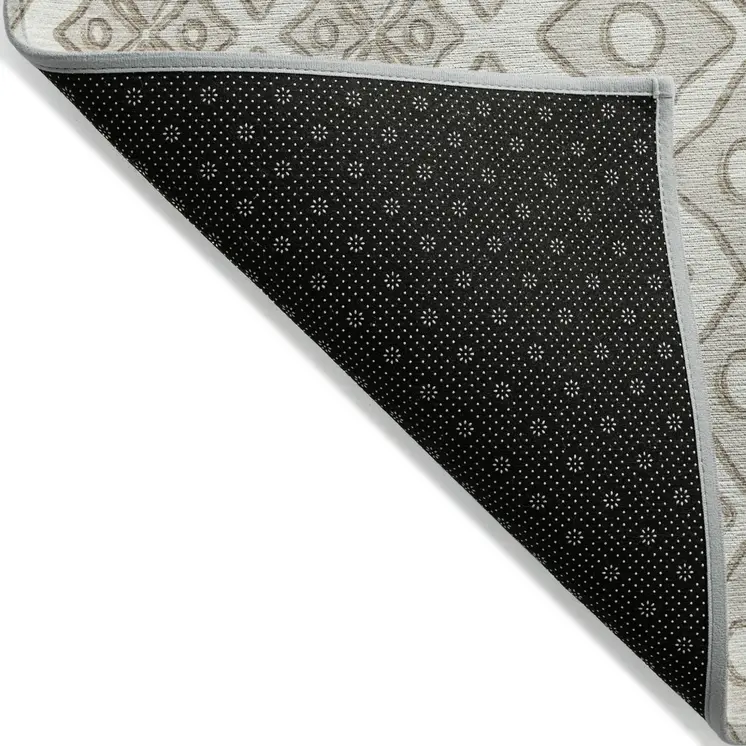 10' X 14' Ivory And Beige Geometric Washable Indoor Outdoor Area Rug