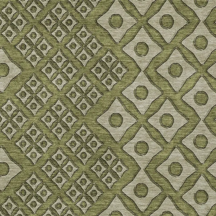 9' X 12' Olive Green And Gray Geometric Washable Indoor Outdoor Area Rug