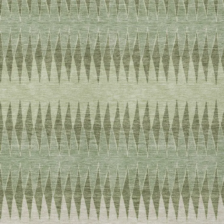 5' X 8' Artichoke Green And Light Green Striped Washable Indoor Outdoor Area Rug