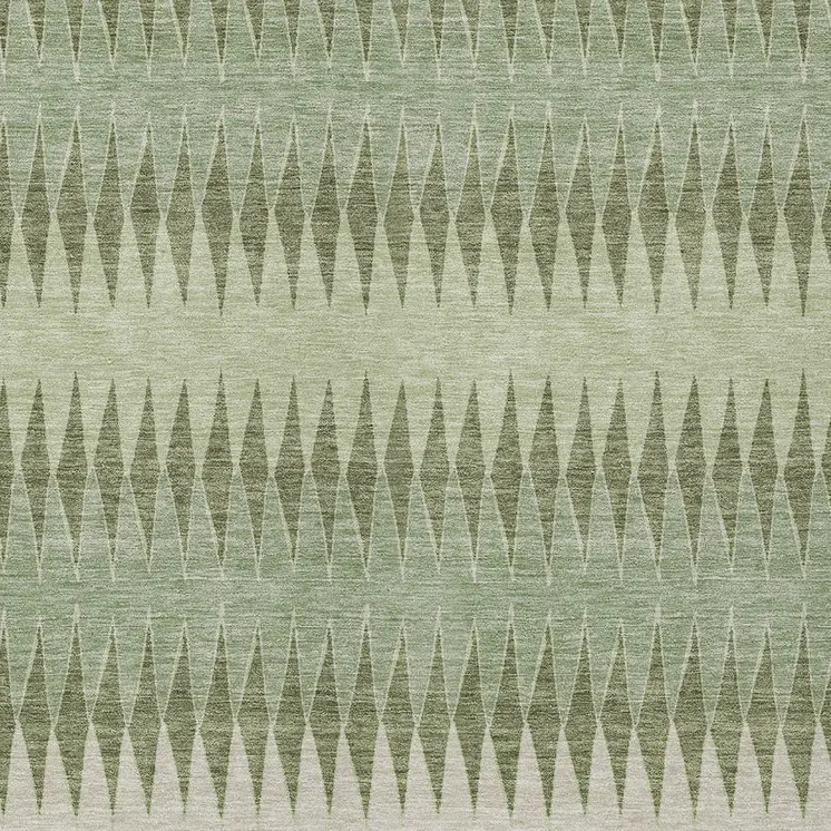8' X 10' Artichoke Green And Light Green Striped Washable Indoor Outdoor Area Rug