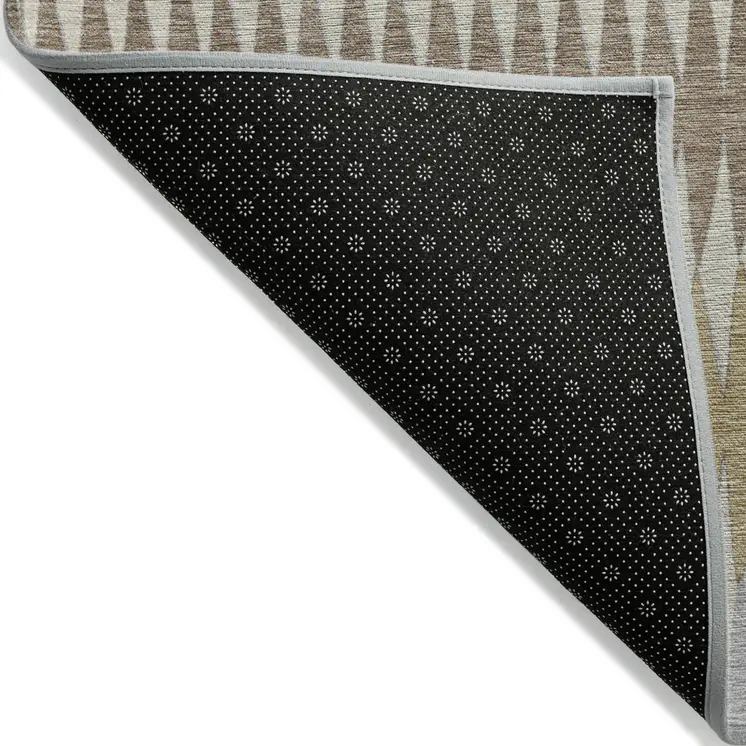 3' X 5' Beige Gray And Brown Striped Washable Indoor Outdoor Area Rug