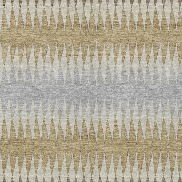 10' X 14' Beige Gray And Brown Striped Washable Indoor Outdoor Area Rug