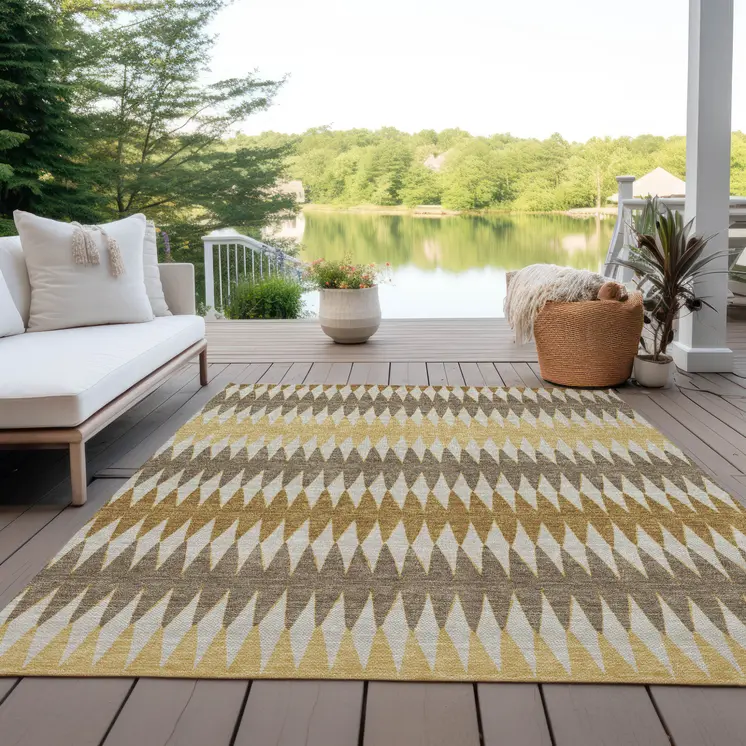 3' X 5' Chocolate And Ivory Striped Washable Indoor Outdoor Area Rug