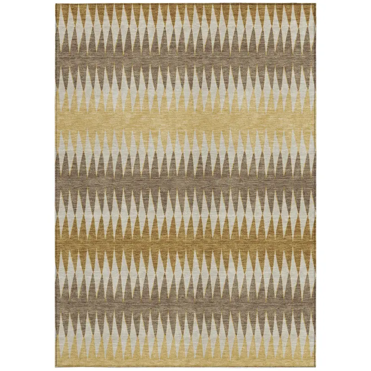 3' X 5' Chocolate And Ivory Striped Washable Indoor Outdoor Area Rug