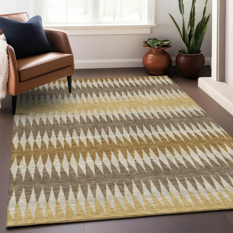 3' X 5' Chocolate And Ivory Striped Washable Indoor Outdoor Area Rug