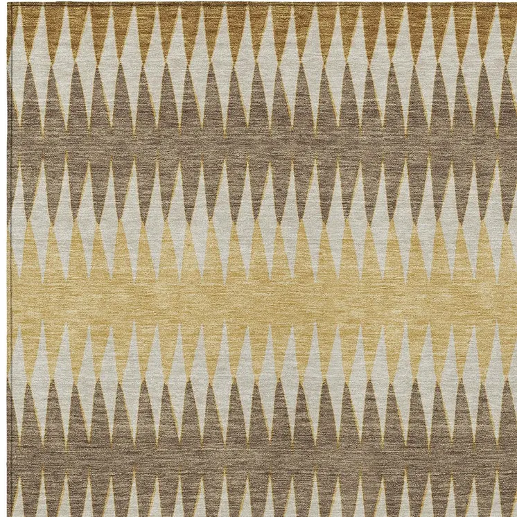 5' X 8' Chocolate And Ivory Striped Washable Indoor Outdoor Area Rug