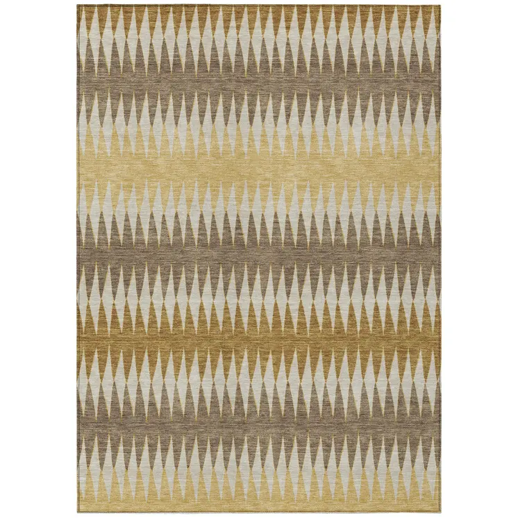 8' X 10' Chocolate And Ivory Striped Washable Indoor Outdoor Area Rug