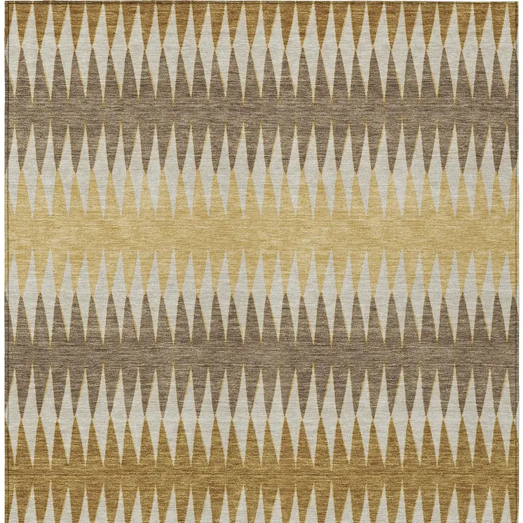 9' X 12' Chocolate And Ivory Striped Washable Indoor Outdoor Area Rug