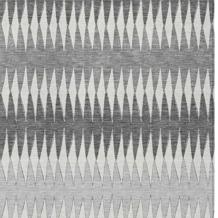 8' X 10' Gray And Ivory Striped Washable Indoor Outdoor Area Rug