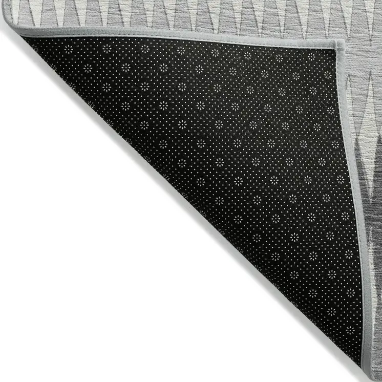 10' X 14' Gray And Ivory Striped Washable Indoor Outdoor Area Rug