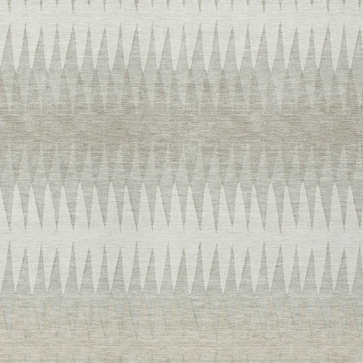 9' X 12' Ivory And Gray Striped Washable Indoor Outdoor Area Rug