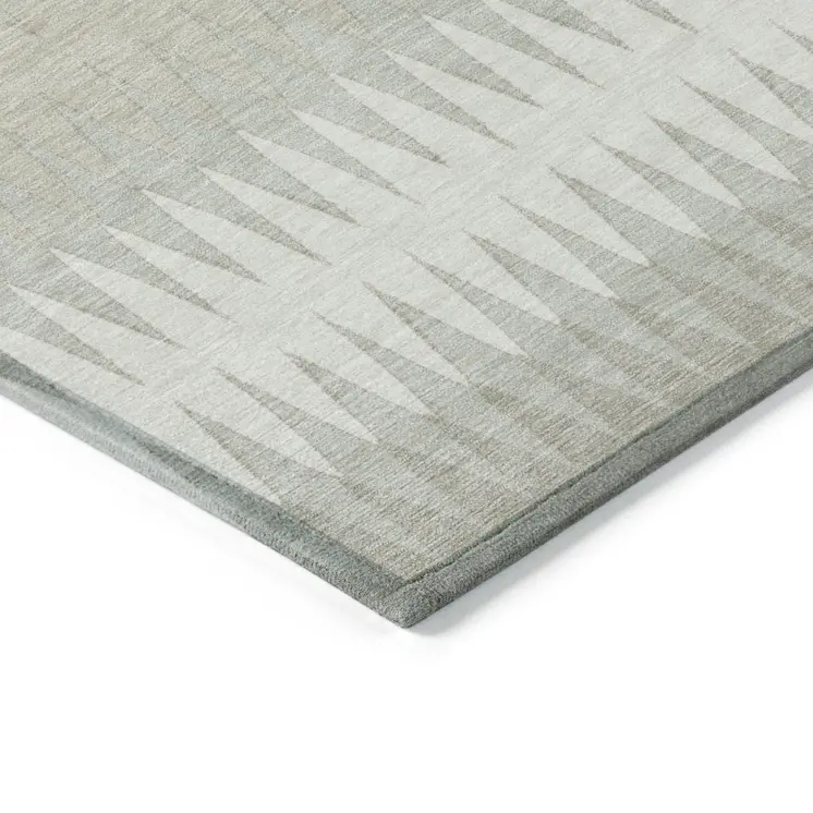 10' X 14' Ivory And Gray Striped Washable Indoor Outdoor Area Rug