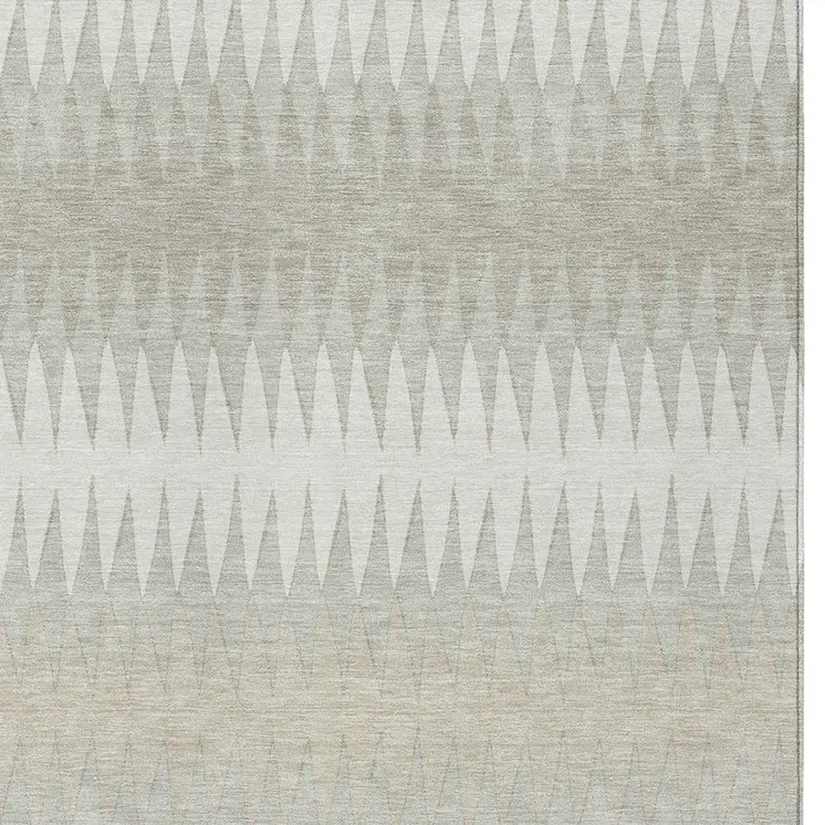 10' X 14' Ivory And Gray Striped Washable Indoor Outdoor Area Rug