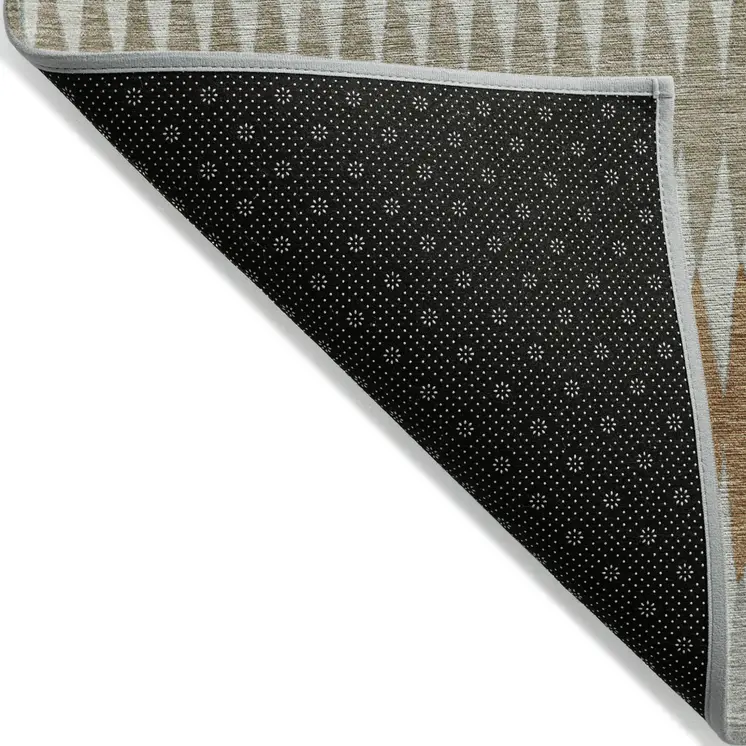 10' X 14' Orange Gray And Beige Striped Washable Indoor Outdoor Area Rug