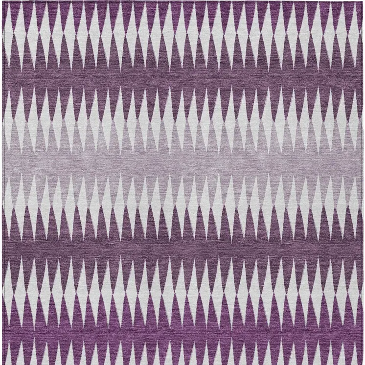 3' X 5' Purple And Ivory Striped Washable Indoor Outdoor Area Rug