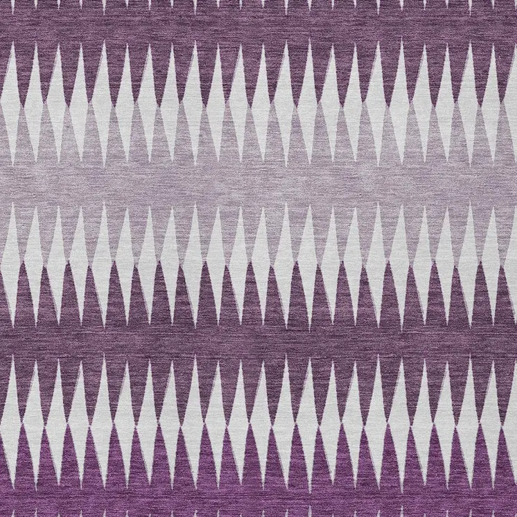 5' X 8' Purple And Ivory Striped Washable Indoor Outdoor Area Rug