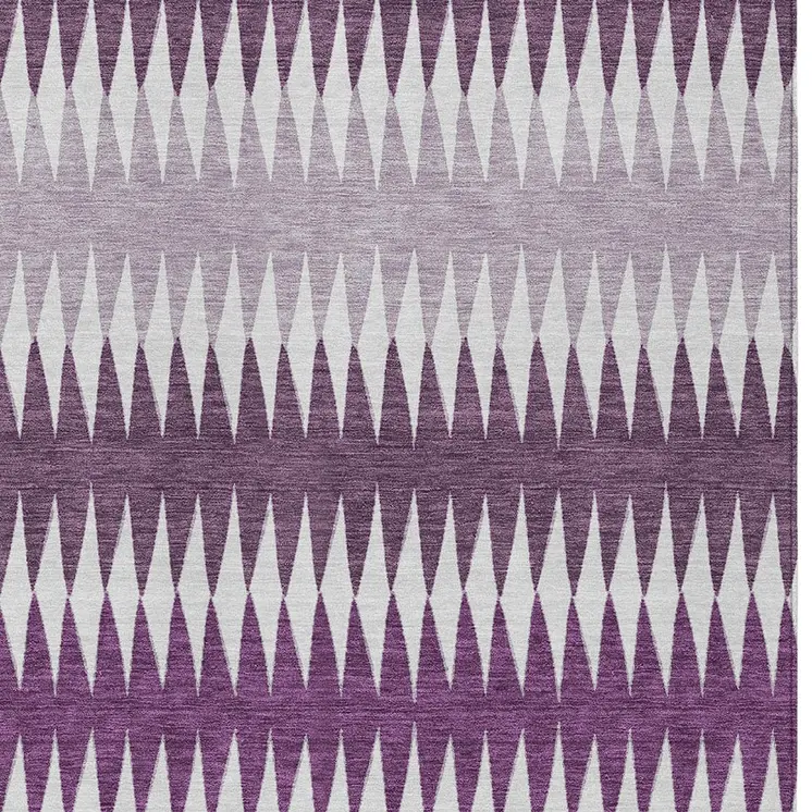 8' X 10' Purple And Ivory Striped Washable Indoor Outdoor Area Rug