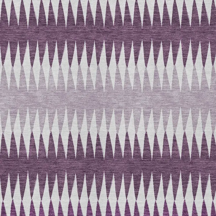 10' X 14' Purple And Ivory Striped Washable Indoor Outdoor Area Rug