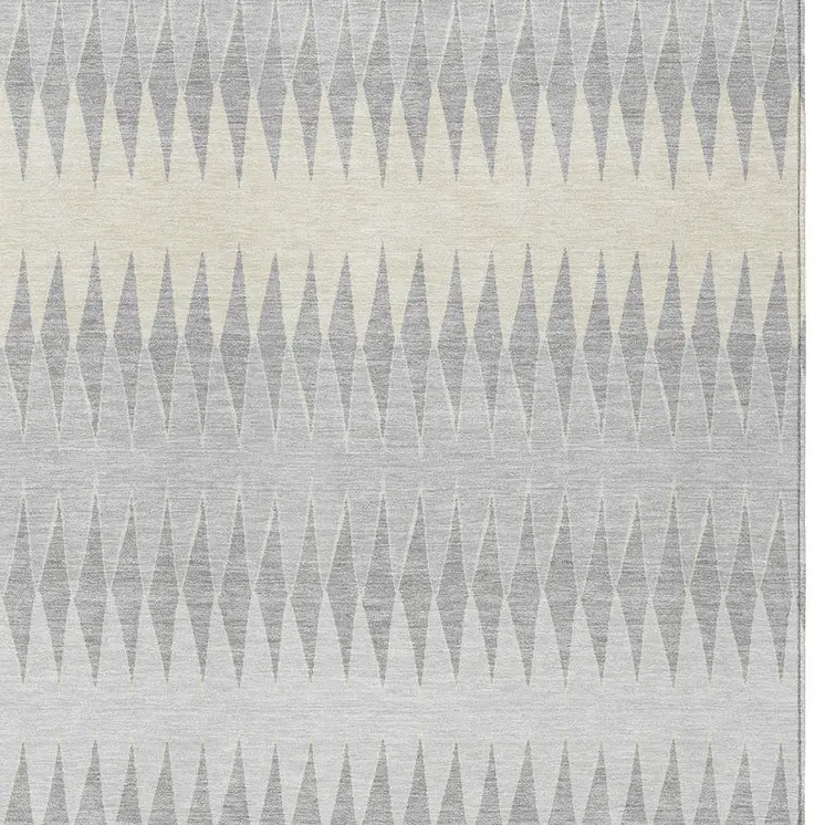 5' X 8' Silver Gray And Ivory Striped Washable Indoor Outdoor Area Rug