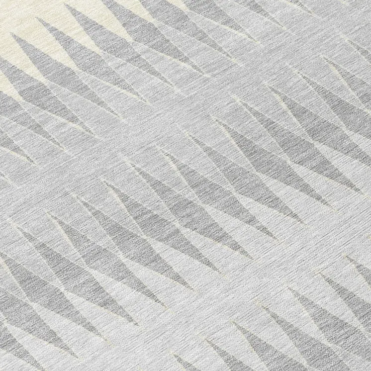 8' Silver Gray And Ivory Round Striped Washable Indoor Outdoor Area Rug