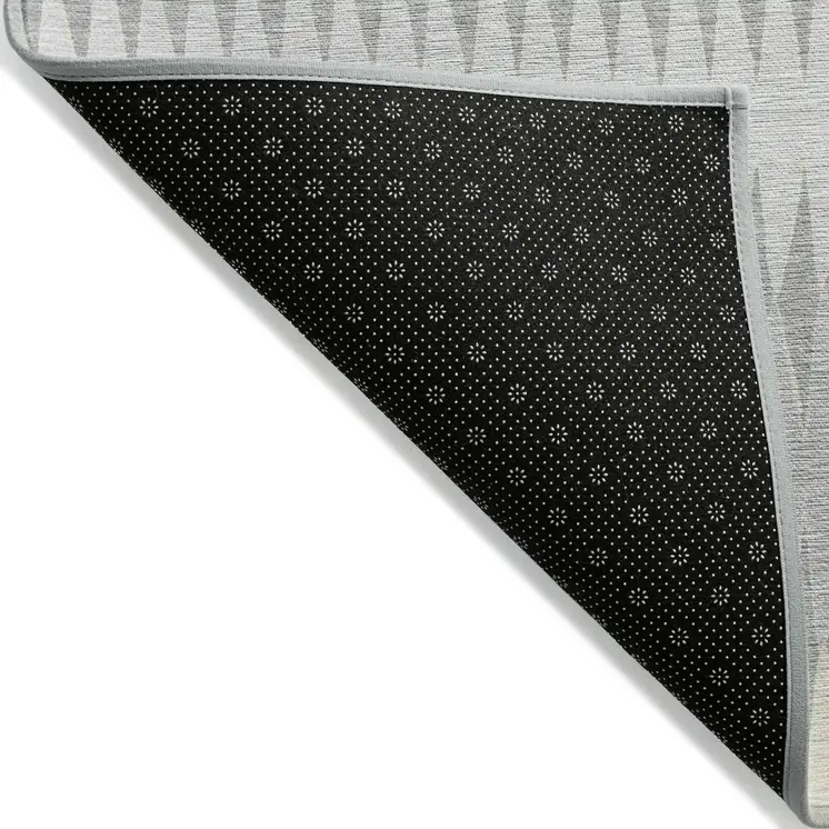 9' X 12' Silver Gray And Ivory Striped Washable Indoor Outdoor Area Rug