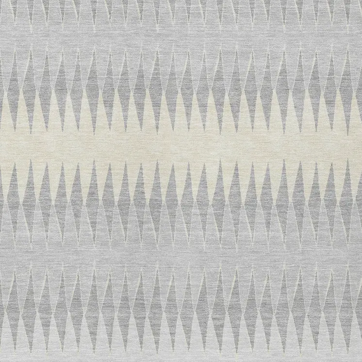 9' X 12' Silver Gray And Ivory Striped Washable Indoor Outdoor Area Rug