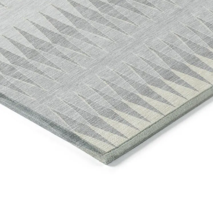 10' X 14' Silver Gray And Ivory Striped Washable Indoor Outdoor Area Rug