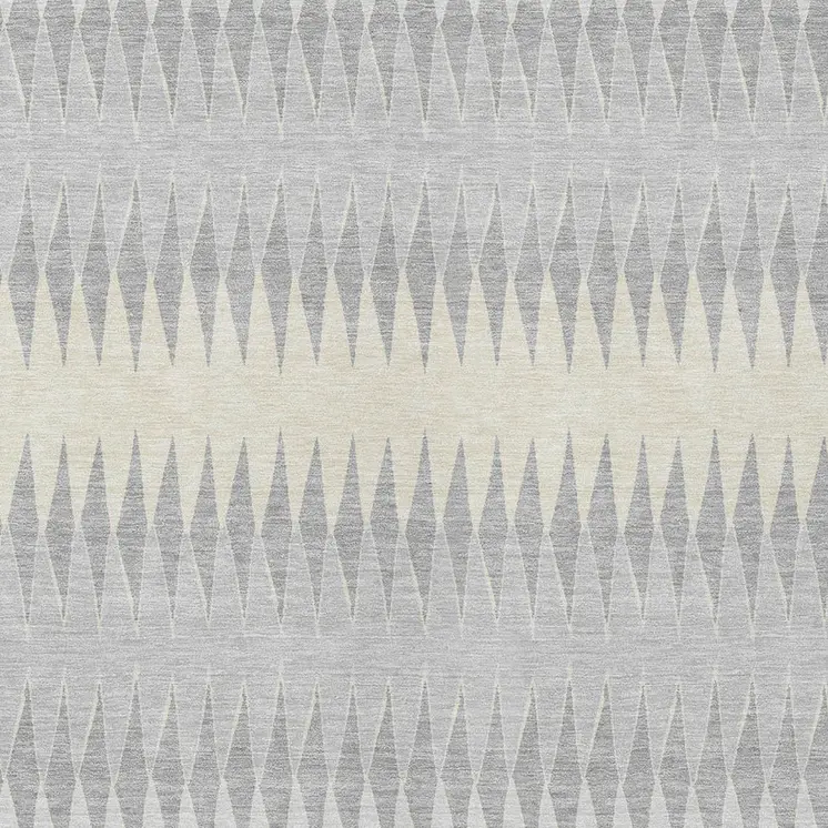 10' X 14' Silver Gray And Ivory Striped Washable Indoor Outdoor Area Rug