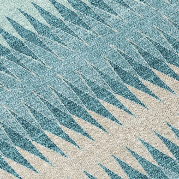 8' Teal Blue Aqua And Ivory Round Striped Washable Indoor Outdoor Area Rug