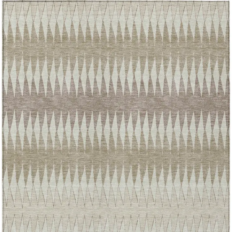 3' X 5' Taupe Beige And Ivory Striped Washable Indoor Outdoor Area Rug