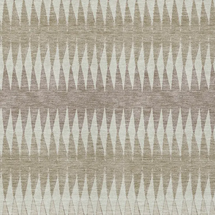 5' X 8' Taupe Beige And Ivory Striped Washable Indoor Outdoor Area Rug