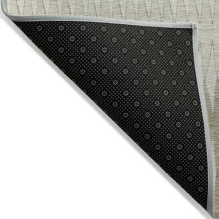 10' X 14' Taupe Beige And Ivory Striped Washable Indoor Outdoor Area Rug