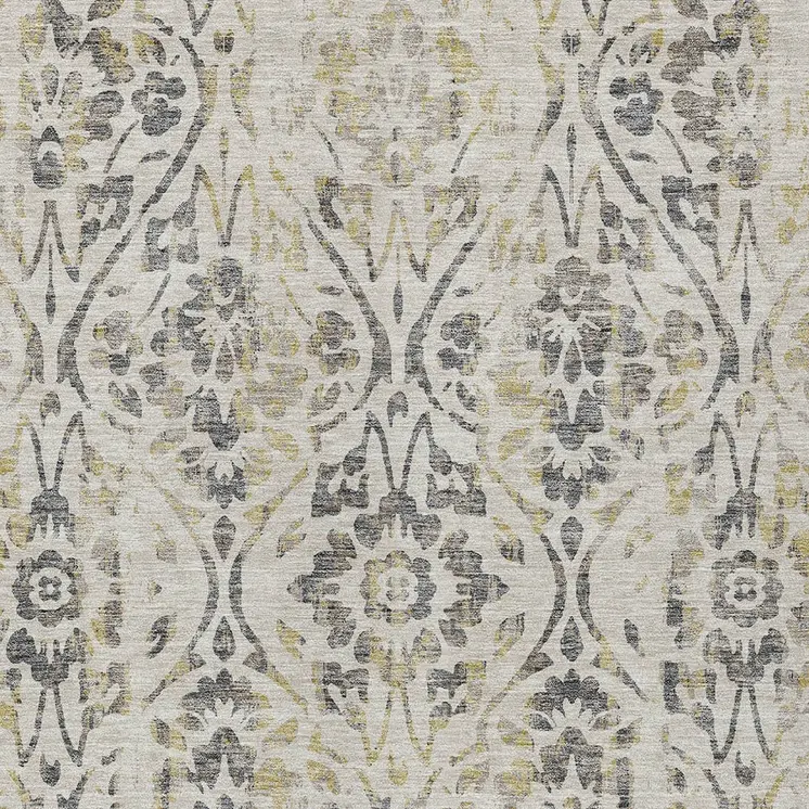 8' X 10' Beige And Dark Gray Floral Washable Indoor Outdoor Area Rug