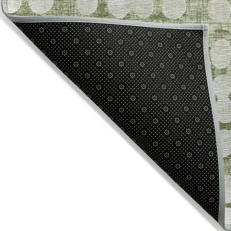 8' X 10' Artichoke Green And Ivory Abstract Washable Indoor Outdoor Area Rug