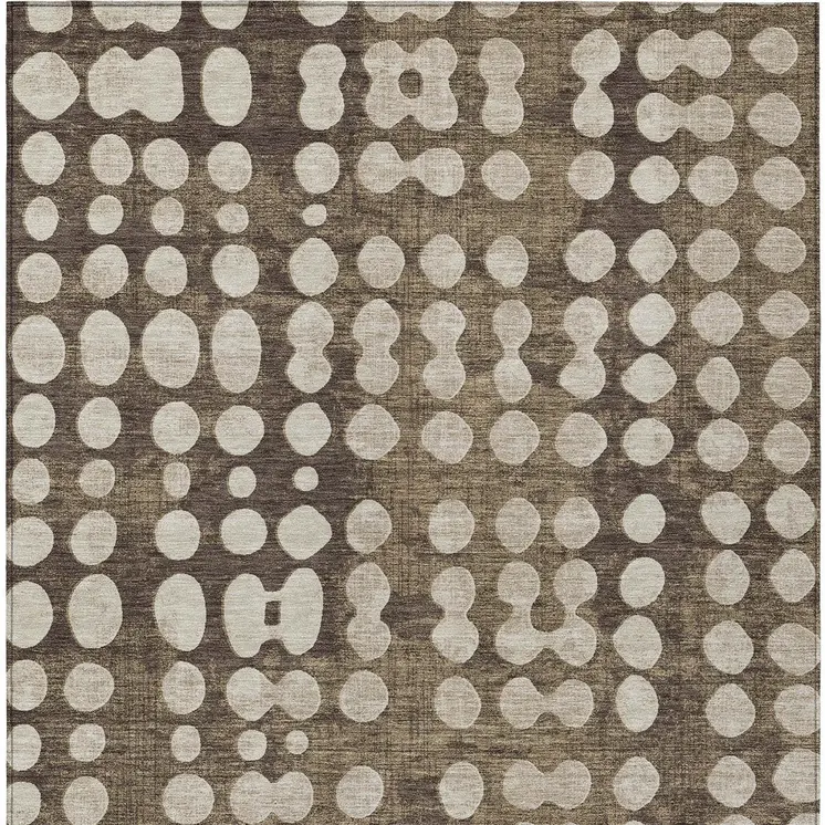 3' X 5' Brown And Beige Abstract Washable Indoor Outdoor Area Rug