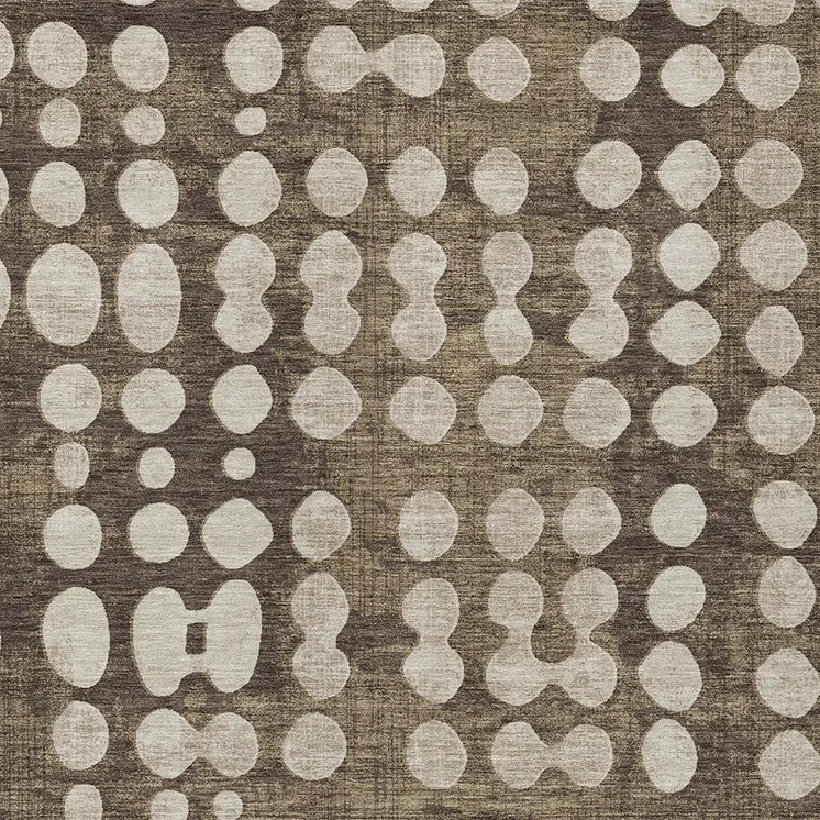 9' X 12' Brown And Beige Abstract Washable Indoor Outdoor Area Rug
