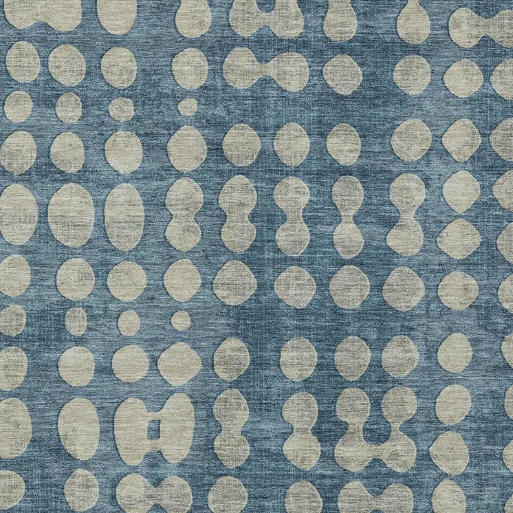 3' X 5' Denim Blue And Gray Abstract Washable Indoor Outdoor Area Rug