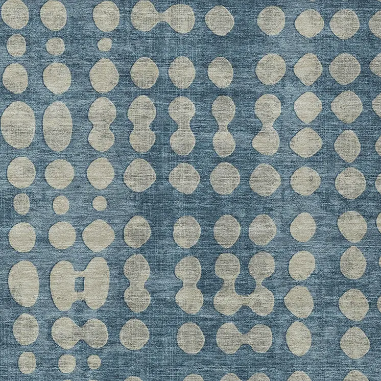 5' X 8' Denim Blue And Gray Abstract Washable Indoor Outdoor Area Rug