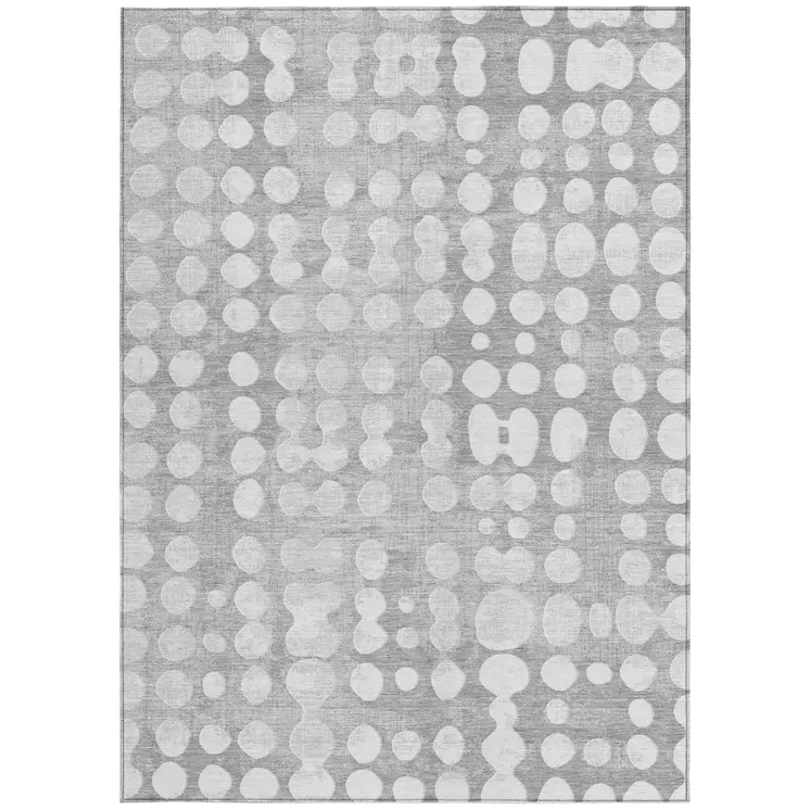 3' X 5' Gray And Ivory Abstract Washable Indoor Outdoor Area Rug