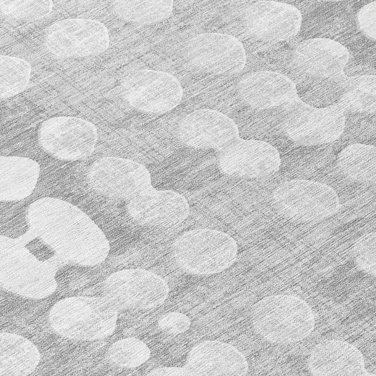 8' Gray And Ivory Round Abstract Washable Indoor Outdoor Area Rug